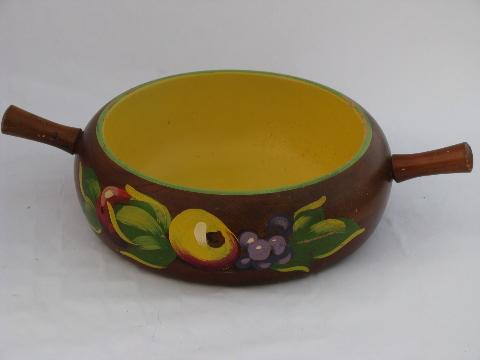 photo of RobinHood Ware vintage hand-painted wood serving bowl #1