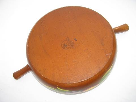 photo of RobinHood Ware vintage hand-painted wood serving bowl #3