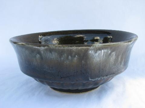 photo of Robinson - Ransbottom vintage Roseville pottery pudding mold bowl w/ drip glaze #1