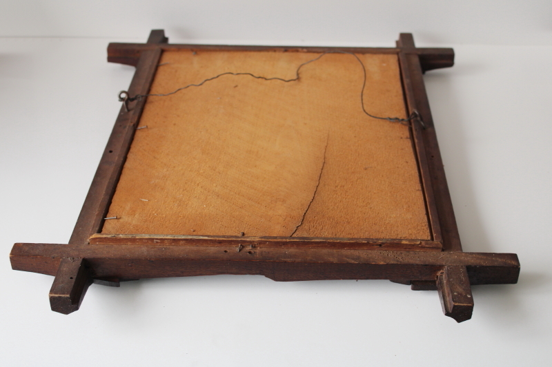 photo of Rock of Ages antique color religious print in Eastlake Adirondack carved wood frame early 1900s vintage  #10