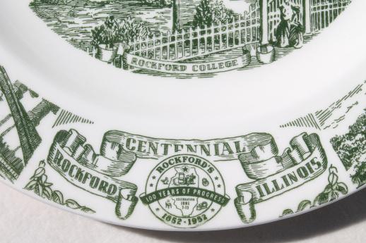 photo of Rockford Illinois centennial collector's plate, Rockford history 1852-1952 #3