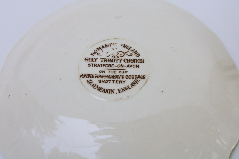 photo of Romantic England vintage brown transferware china tea cup & saucer, English country cottage print  #5