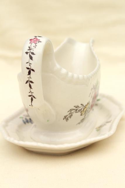 photo of Romney Copeland Spode England vintage china gravy boat or sauce w/ attached underplate #2