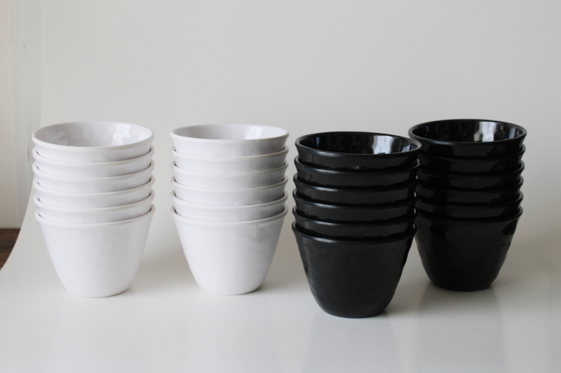 photo of Room & Retreat 12 black & 12 white melamine noodle bowls, custard cups or small dessert dishes  #1