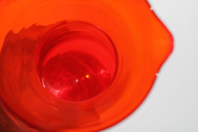 photo of Roost art glass hand blown carafe cocktail pitcher, mod tangerine orange color #4