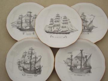 catalog photo of Rorstand porcelain plates, historical ships series for Swedish American line