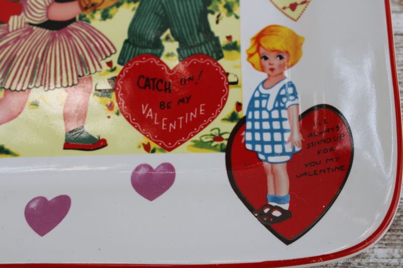 photo of Rosanna ceramic Valentine tray or serving plate, vintage valentines print  #3