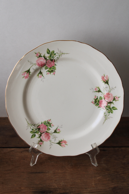 photo of Rose Bouquet pink roses floral dinner plate, 1940s 50s vintage Canonsburg china dinnerware  #1