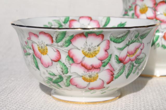 photo of Rose of England pink roses vintage Hammersley English bone china cream & sugar set #3