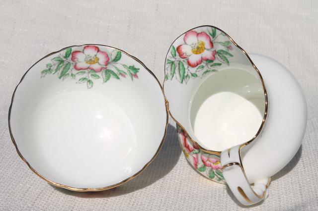 photo of Rose of England pink roses vintage Hammersley English bone china cream & sugar set #5