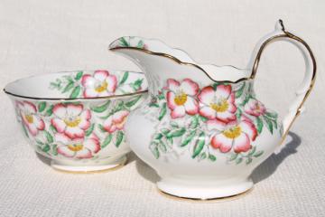 catalog photo of Rose of England pink roses vintage Hammersley English bone china cream & sugar set