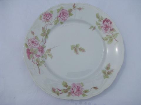 photo of Rosenthal Iris, pink roses pleat pattern china dinner plates, vintage Bavaria #2