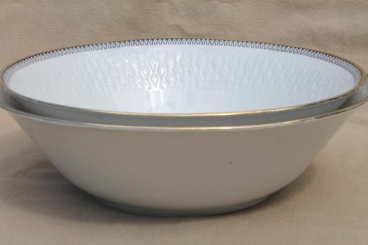 photo of Rosiau Winterling Bavaria china serving bowls, black border design on white porcelain #1