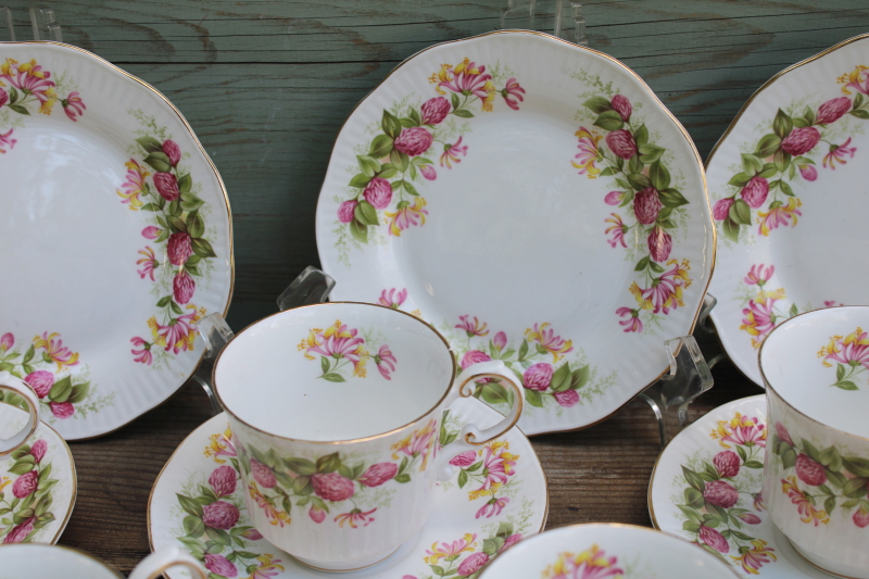 photo of Rosina Queen's England fine bone china, set of six cup & saucer plate trios Woman & Home floral pattern  #5