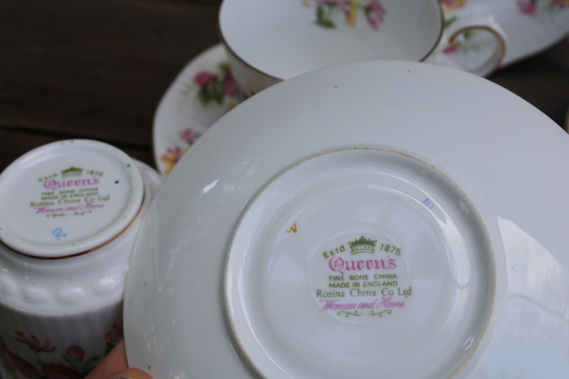 photo of Rosina Queen's England fine bone china, set of six cup & saucer plate trios Woman & Home floral pattern  #6