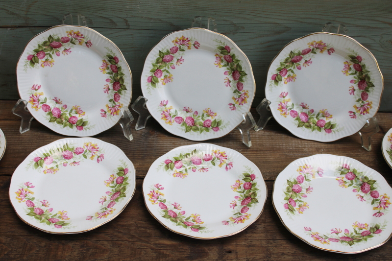 photo of Rosina Queen's England fine bone china, set of six cup & saucer plate trios Woman & Home floral pattern  #8