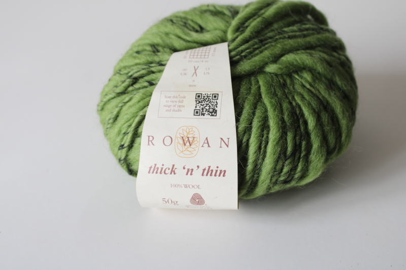 photo of Rowan thick n thin wool yarn, chunky homespun texture 50 gram ball greenstone green  #1