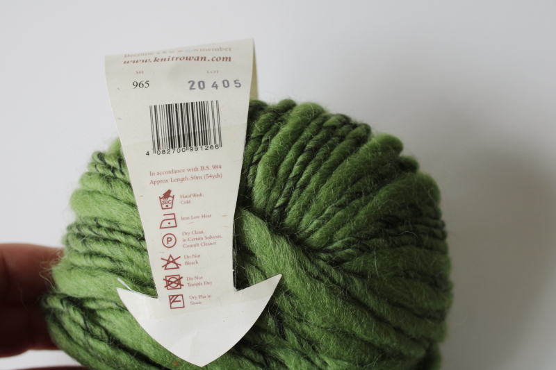photo of Rowan thick n thin wool yarn, chunky homespun texture 50 gram ball greenstone green #2