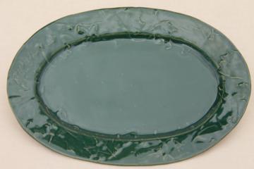 catalog photo of Rowe Pottery Cambridge Wisconsin green glaze maple & oak leaf serving platter