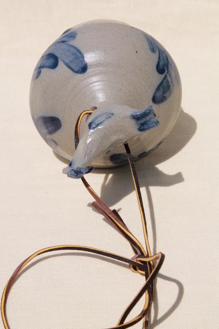 photo of Rowe pottery birdhouse, vintage salt glazed stoneware bird house garden ornament #6