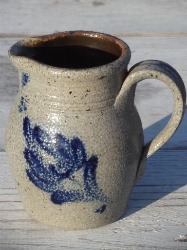 photo of Rowe pottery salt glazed stoneware milk pitcher #1