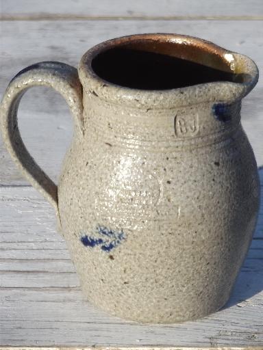 photo of Rowe pottery salt glazed stoneware milk pitcher #3