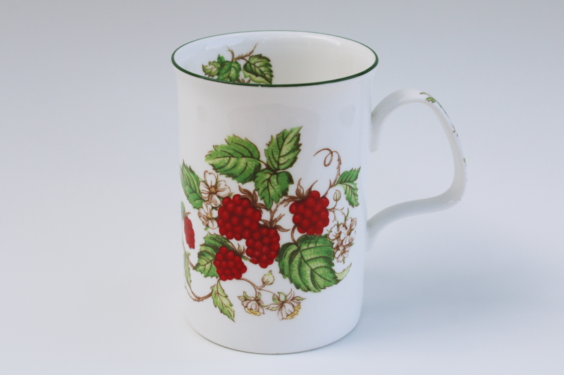 photo of Roy Kirkham Fruit Garden red raspberry botanical print tea mug or coffee cup vintage bone china #1