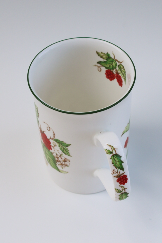 photo of Roy Kirkham Fruit Garden red raspberry botanical print tea mug or coffee cup vintage bone china #2