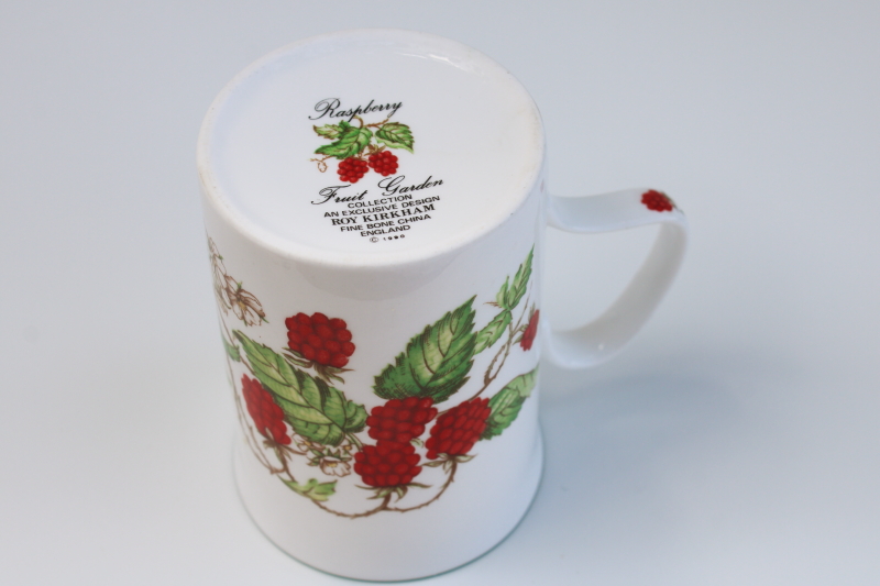 photo of Roy Kirkham Fruit Garden red raspberry botanical print tea mug or coffee cup vintage bone china #4