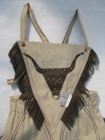 photo of Roy Rogers vintage, 1950s child's western outfit, fringed cowboy overalls, original tag #2