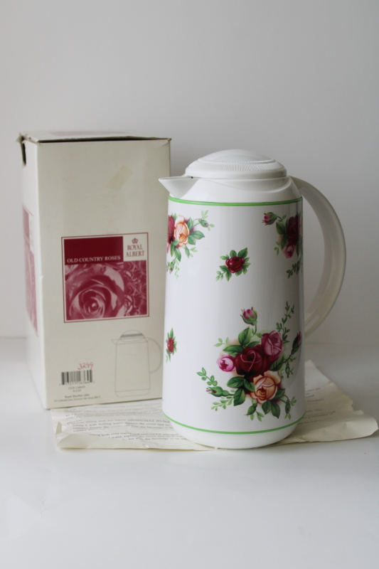 photo of Royal Albert Old Country Roses floral plastic coffee carafe 8 cup insulated pitcher  #1