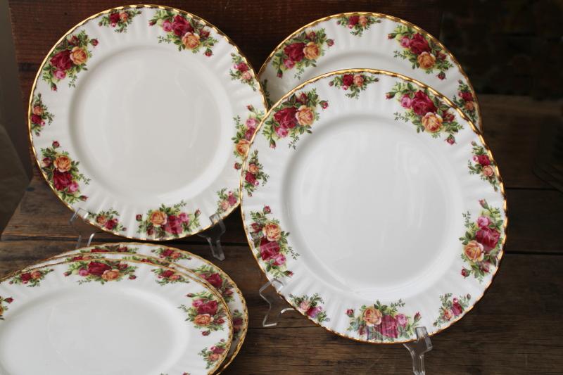 photo of Royal Albert Old Country Roses vintage backstamp dinner plates set of six  #1