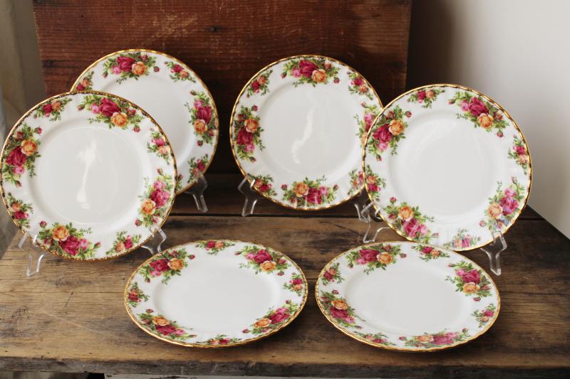 photo of Royal Albert Old Country Roses vintage backstamp salad plates set of six  #1