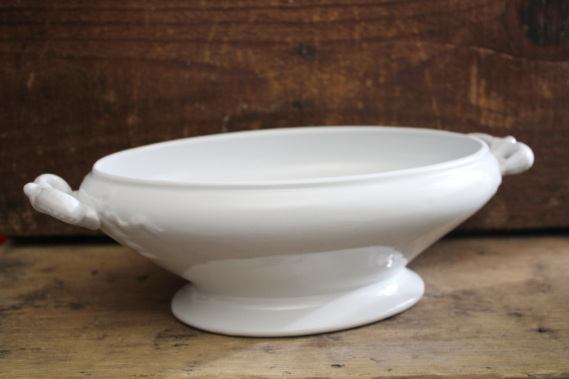 photo of Royal Arms mark old English ironstone china oval bowl, covered dish w/ crown handles #3