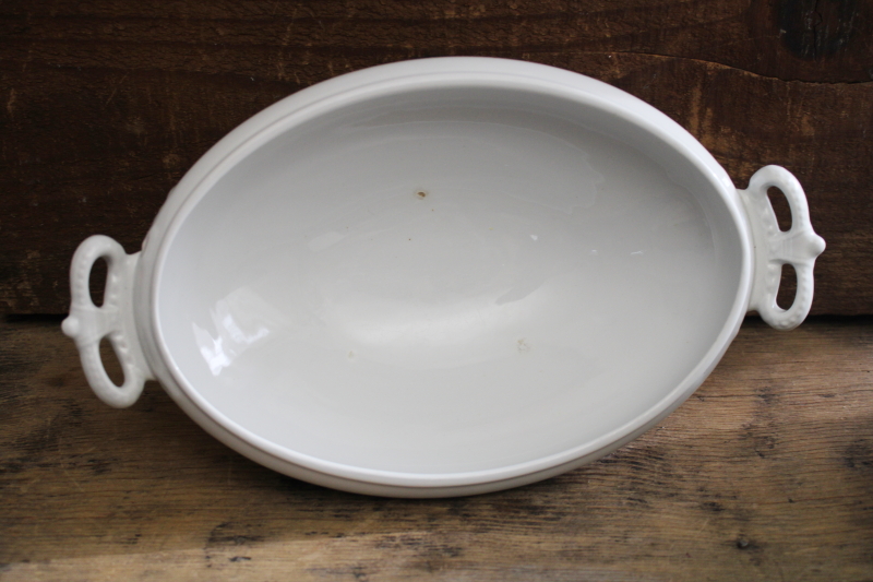 photo of Royal Arms mark old English ironstone china oval bowl, covered dish w/ crown handles #5