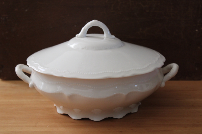 photo of Royal Austria vintage pure white porcelain covered bowl serving dish, china tureen w/ lid #1