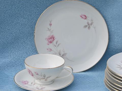 photo of Royal Cameo china, Regina Rose dessert set - plates, cups & saucers #2