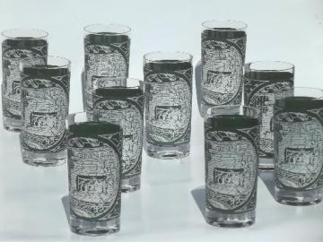 catalog photo of Royal China Colonial Homestead glasses, set of 10 vintage glass tumblers 