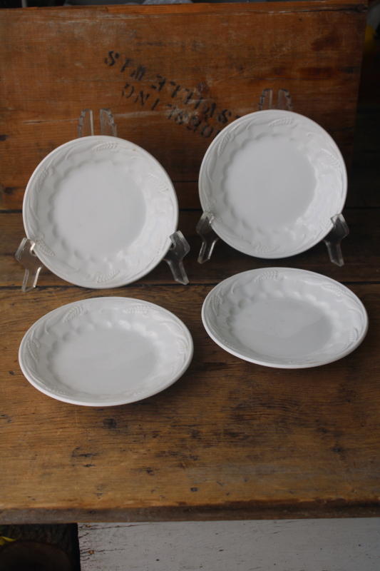 photo of Royal Crownford England vintage ironstone china plates white wheat embossed, antique cream ware style  #1