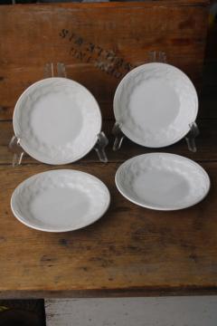 catalog photo of Royal Crownford England vintage ironstone china plates white wheat embossed, antique cream ware style 