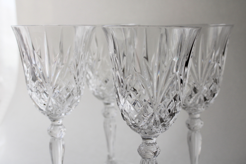 photo of Royal Crystal Rock Overture water goblets or wine glasses, vintage stemware  #2