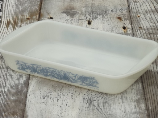 photo of Royal Currier & Ives Glasbake vintage kitchen glass casseroles, baking pans #5