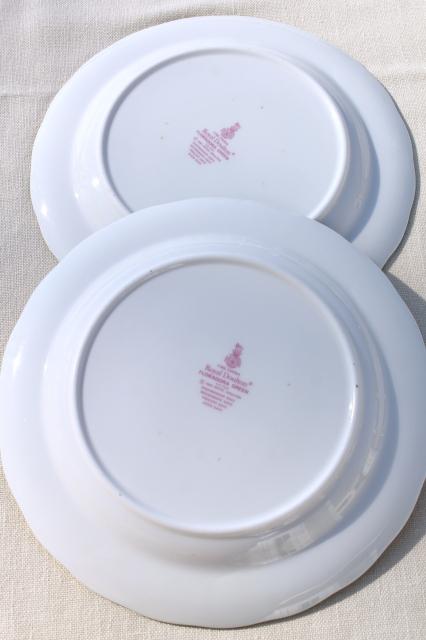 photo of Royal Doulton Floradora green England fine china salad plates, vintage set of four #6