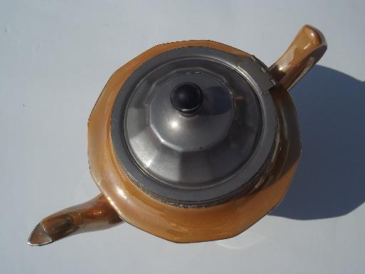 photo of Royal Rochester china teapot w/ tea infuser strainer basket under lid #5