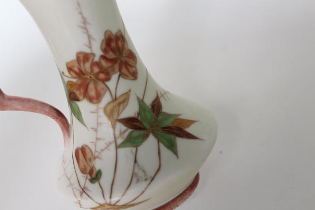 photo of Royal Rudolstadt German bisque china pitcher vase, hand painted art nouveau antique #2