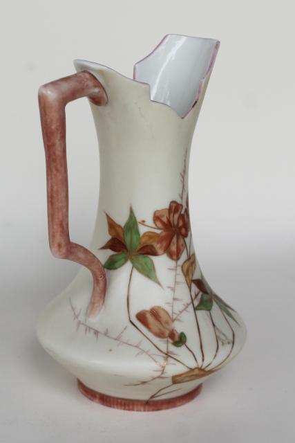 photo of Royal Rudolstadt German bisque china pitcher vase, hand painted art nouveau antique #4