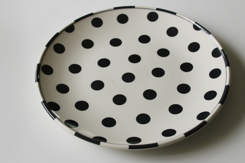 photo of Royal Stafford monochrome dots dinner plate, black & white polka dotted pattern #1