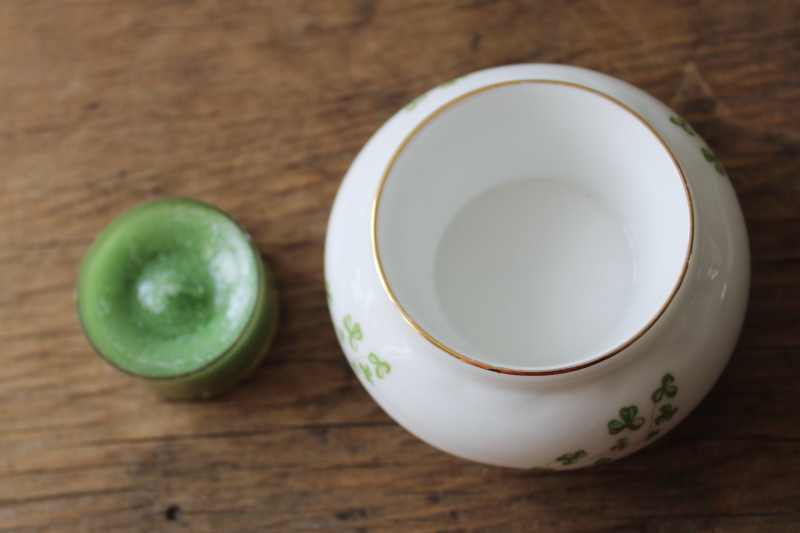 photo of Royal Tara Ireland shamrocks bone china tea light or votive candle holder  #2
