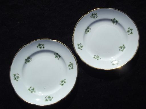 photo of Royal Tara Irish green Shamrock china, cranberry bowl, plates, platter #3