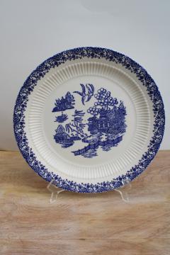 Royal USA blue willow pattern vintage china cake plate or large round tray